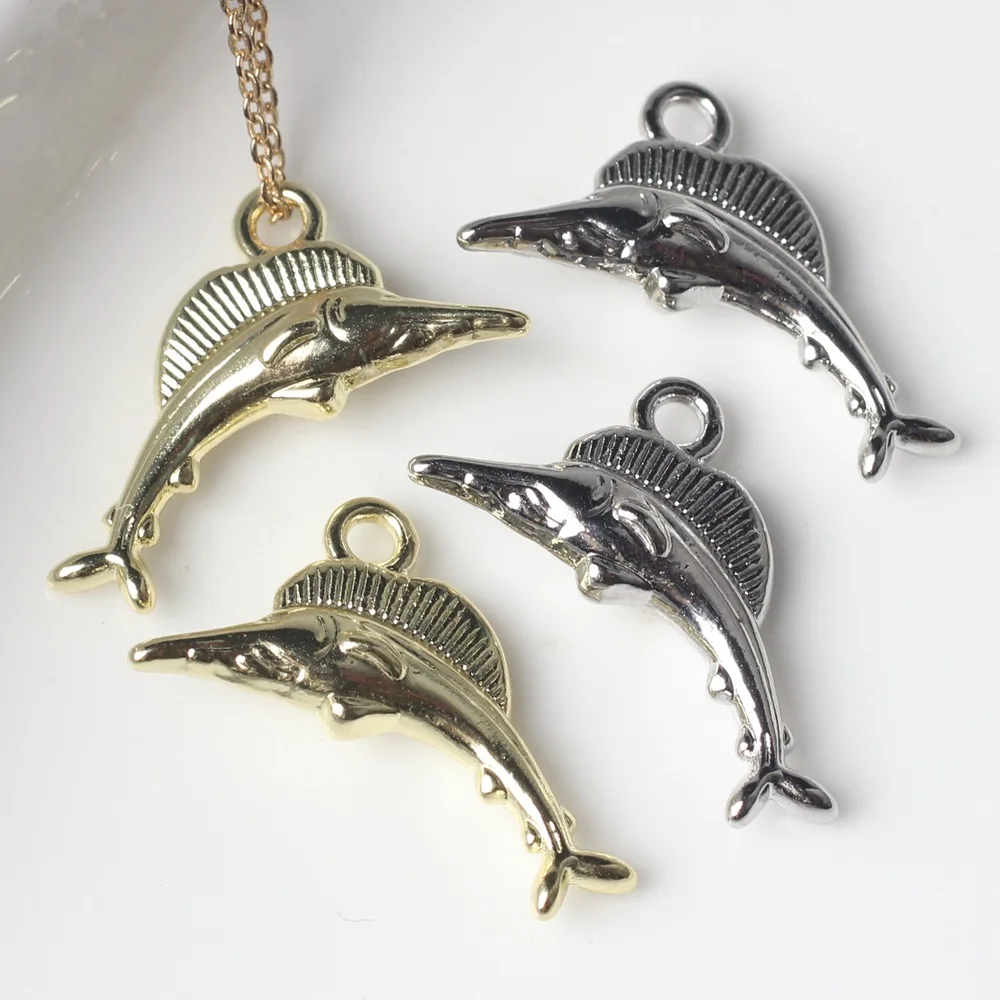 10Pcs Fashionable Dolphin Fish Charms Alloy Pendent For Phone Bag Keychain Earrings DIY Crafts Jewelry Make