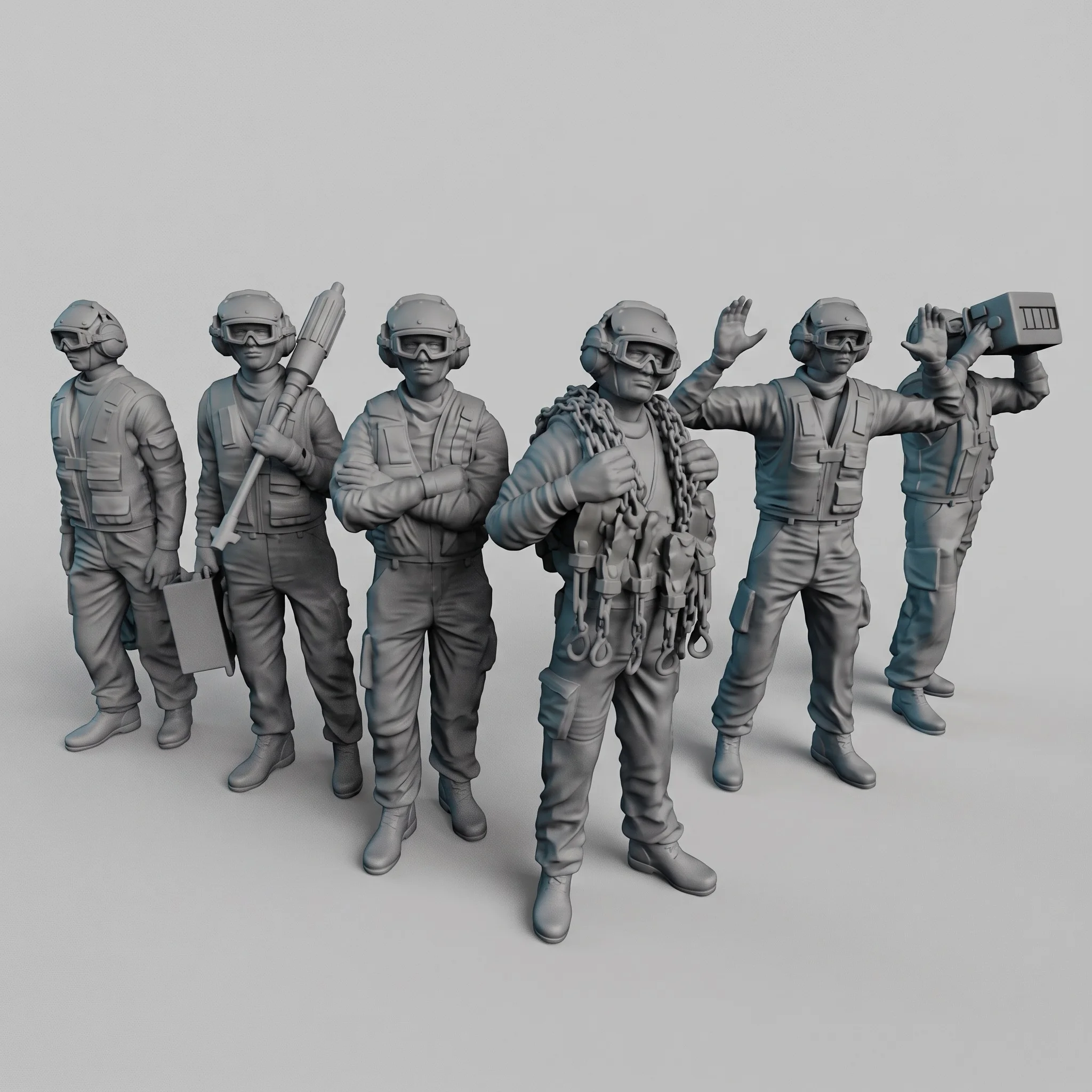 1/35 1/32 Scale Military Resin Model Unpainted 6pcs US Aircraft Carrier Deck Ground Crew Set