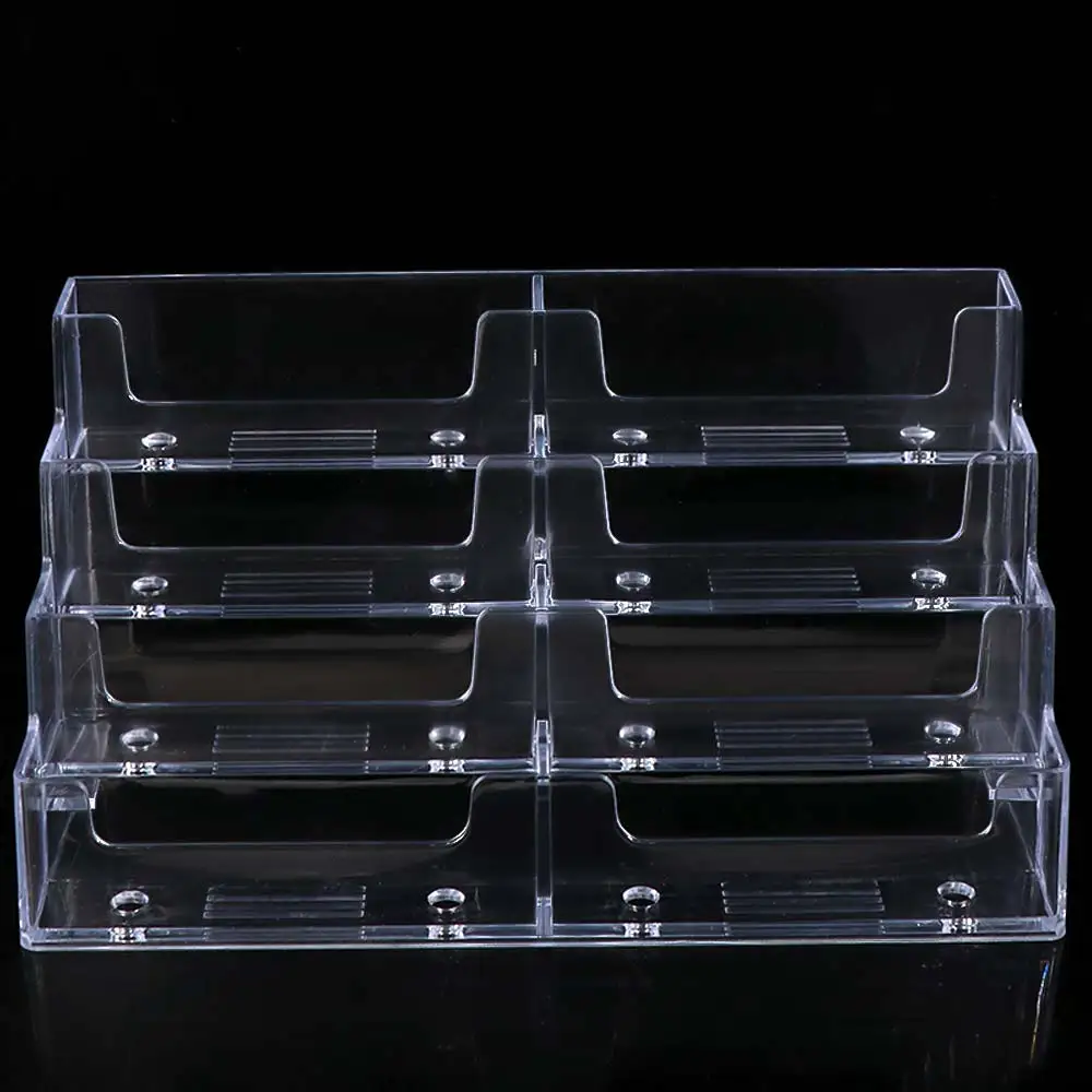 Transparent Business Card Box Display Holder 4 Layers Name Card Display Stand 8 Grids Multi-Layer Business Card Storage Box