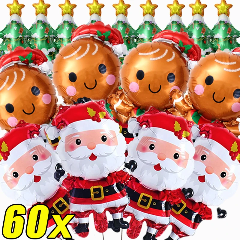 Globos de papel de aluminio para Navidad, Mini Papá Noel, árbol de Navidad, fiesta de año nuevo, decoración de vacaciones, regalos para niños, Juguetes