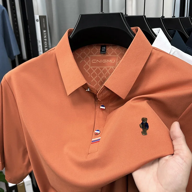 

Designer Original Men's Short Sleeve Polo Shirt Bear Embroidery Pique Knit Soft Breathable Casual Business Summer Top Men's Wear