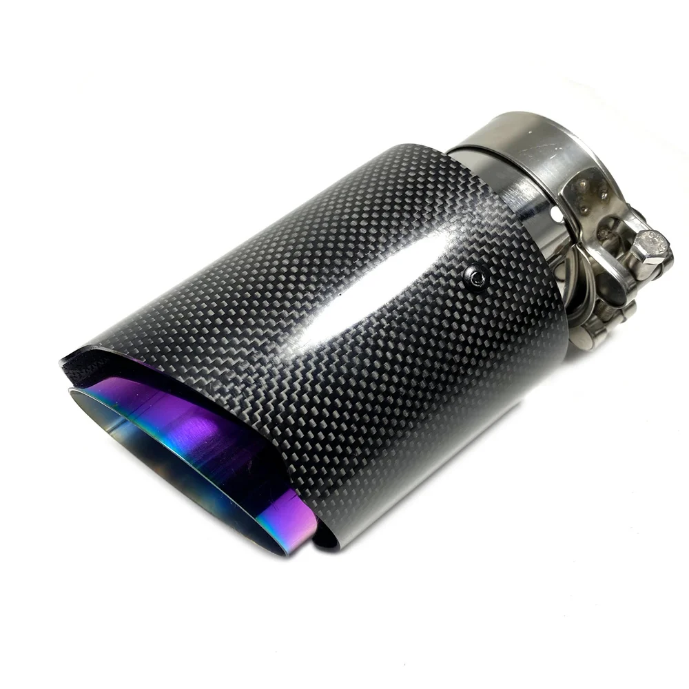 1PC REMUS Car Exhaust tip Purple Pipe Glossy Carbon Fiber Plain Muffler Pipe Automobile Parts Exhaust Pipe Modification