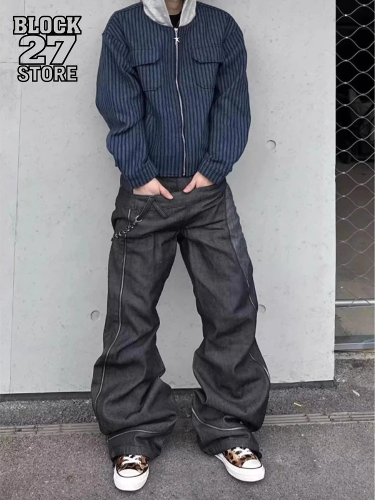 

Mens Jeans Harajuku Hong Kong Style Letter Print Denim Pants Summer Hip Hop Ins High Street Trendy Loose Long Trousers Fashion