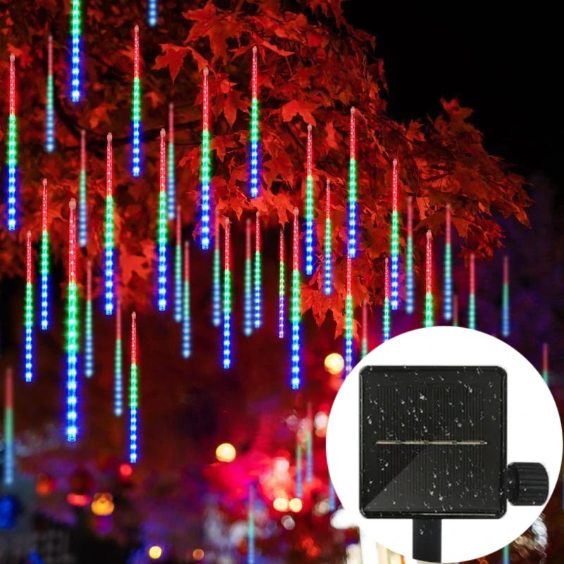 30/50cm Solar Meteor Shower Rain 8 Tubes LED String Lights Christmas Solar Street Light Outdoor Garden Tree Wedding Decor