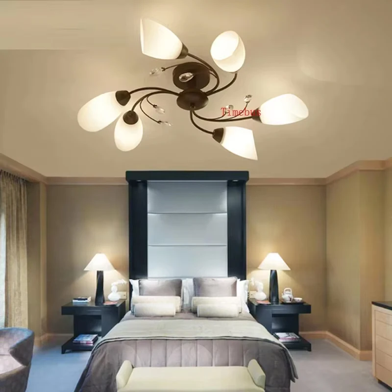 Nordic led Crystal Ceiling Lamp Modern Living Room Lamp Children Bedroom Decorate Restaurant Wrought Iron Ceiling Light Fixtures