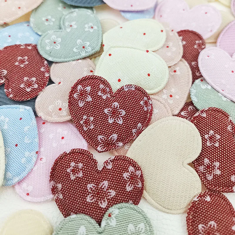 60 Stück gepolsterte Blumenherz-Applikationen, Zubehör für Kinder-Haarbänder und Haarspangen, Dekorationsaufnäher für Schuhe und Hüte – Detail 7