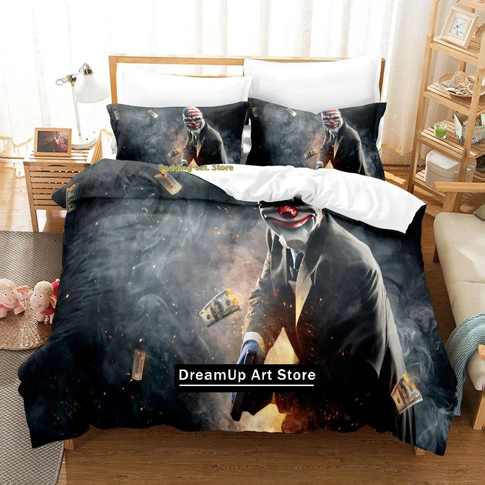 Game Payday Bedding Set Single Twin Full Queen King Size Bed Set Adult Kid Bedroom Duvetcover Sets Hip Hop Clown Anime Bed