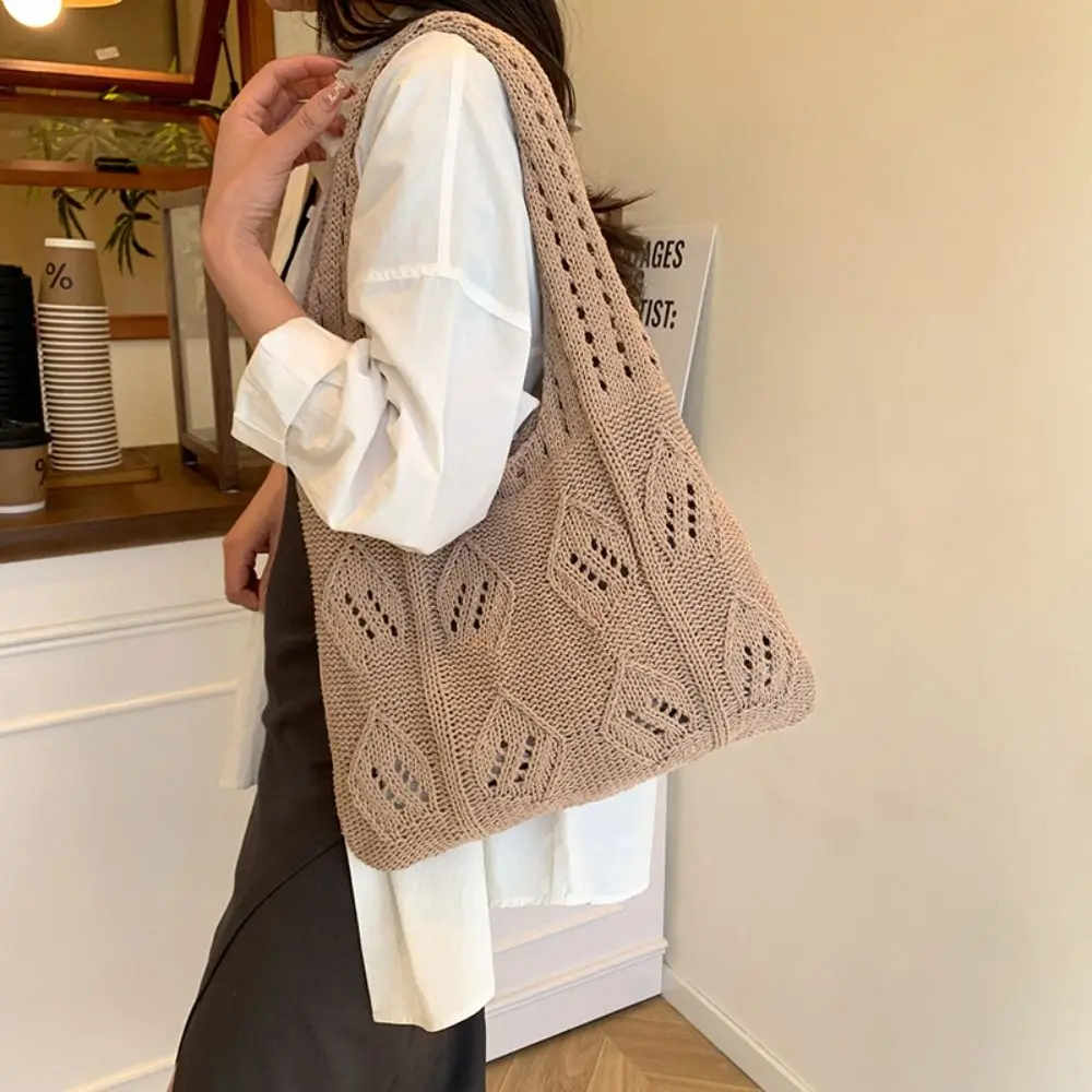 

Trendy Shoulder Bag Knitted Bag Hollowed Out Large Capacity Weave Bag Storage Bag Bohemian Crochet Tote Bag Girl