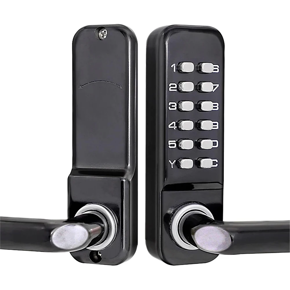 Black Password Mechanical Door Lock - Keyless Entry with Handle, Waterproof & Rustproof, No Battery, Easy to Install
