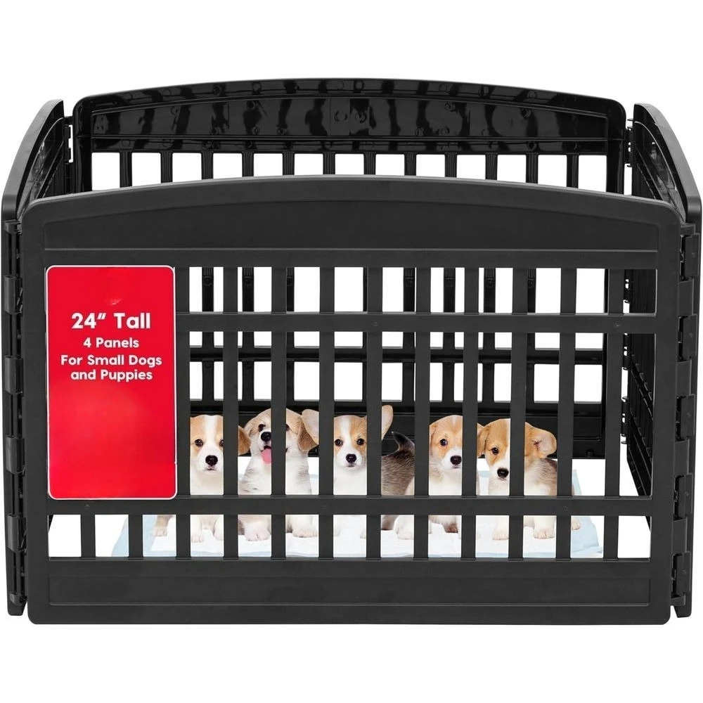 

24-панельный вольер для щенков и маленьких собак, 35 x 35 x 24, для использования в помещении и на улице, черный