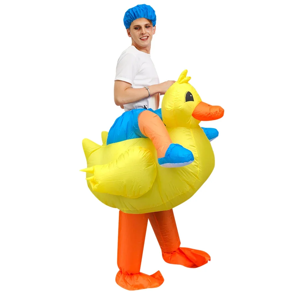 Adults Kids Fun Games Holiday Parties Kindergarten Activities Cos play Cartoon Mascot Ride-On Inflatable Yellow Duck Costume