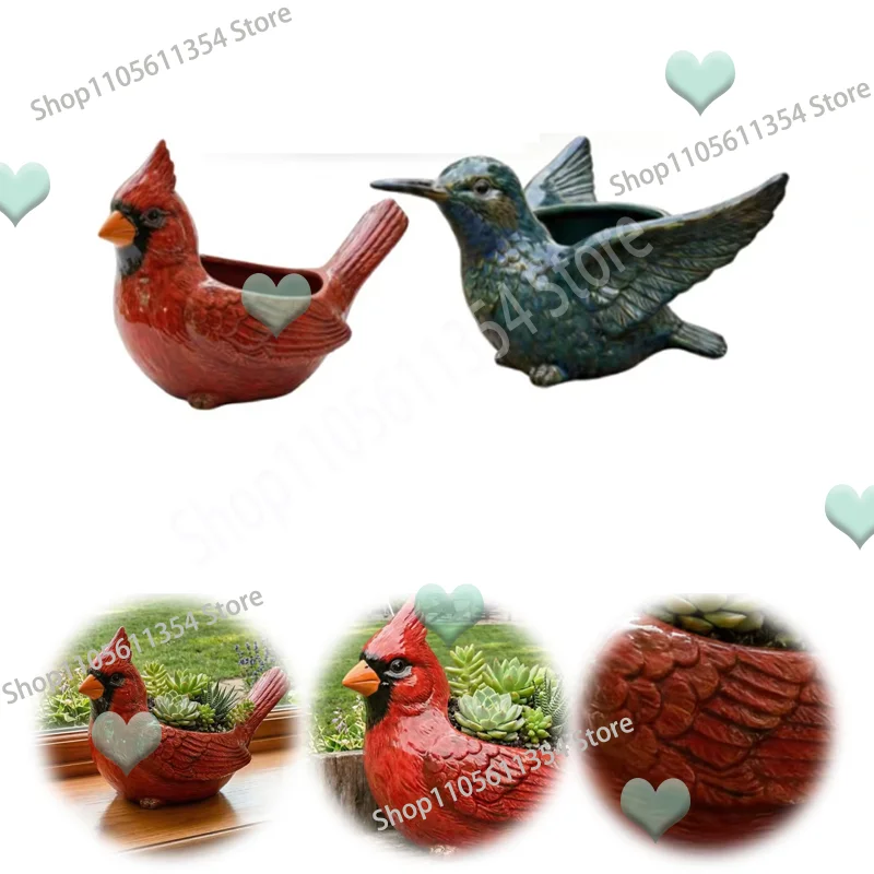 Cardinal Bird Succulent Planter, Cardinal Bird Succulent Flower Pot Home Decor, Tabletop Decoration, Vase Window Decor, Indoor