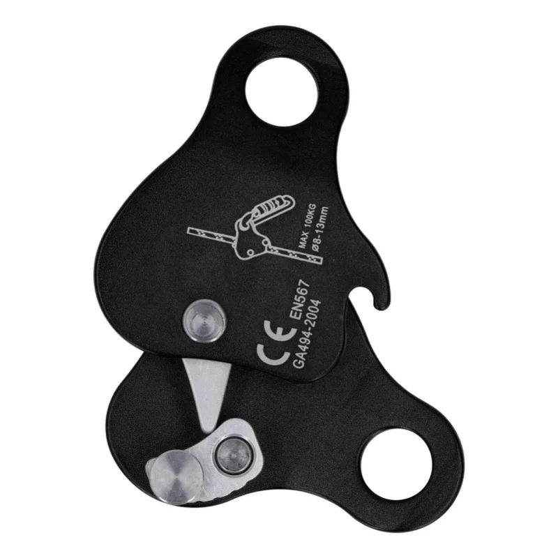 Kletterseil-Stopper aus Aluminiumlegierung, selbstsichernd, 8–13 mm, Kletterseil-Stopper für Outdoor-Klettern, Bergsteigen, Schwarz