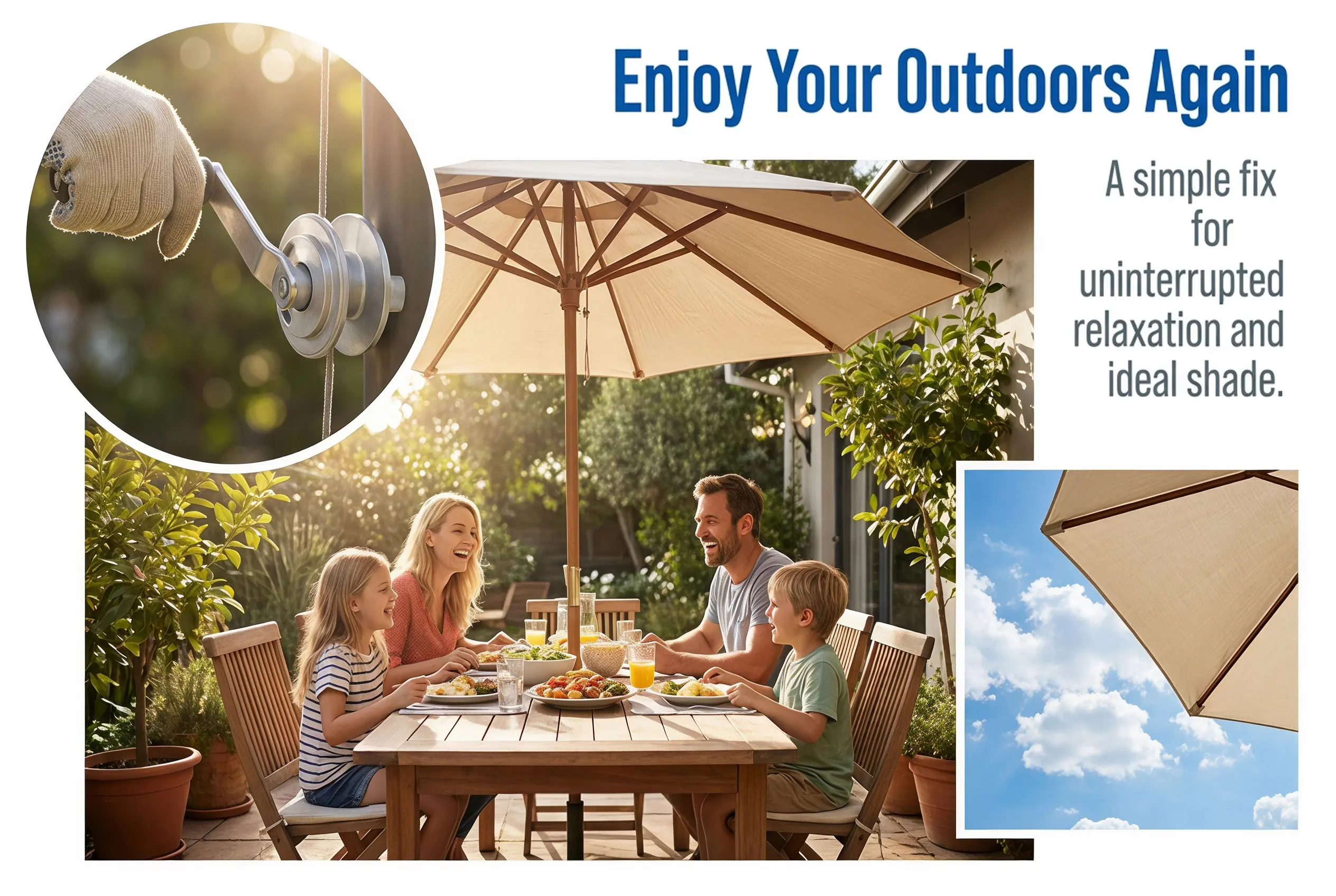 Patio Umbrella Parts Replacement Rocking Handle Aluminum Outdoor Parasol Holder Compatible with Roman Banana Sun Umbrellas Easy