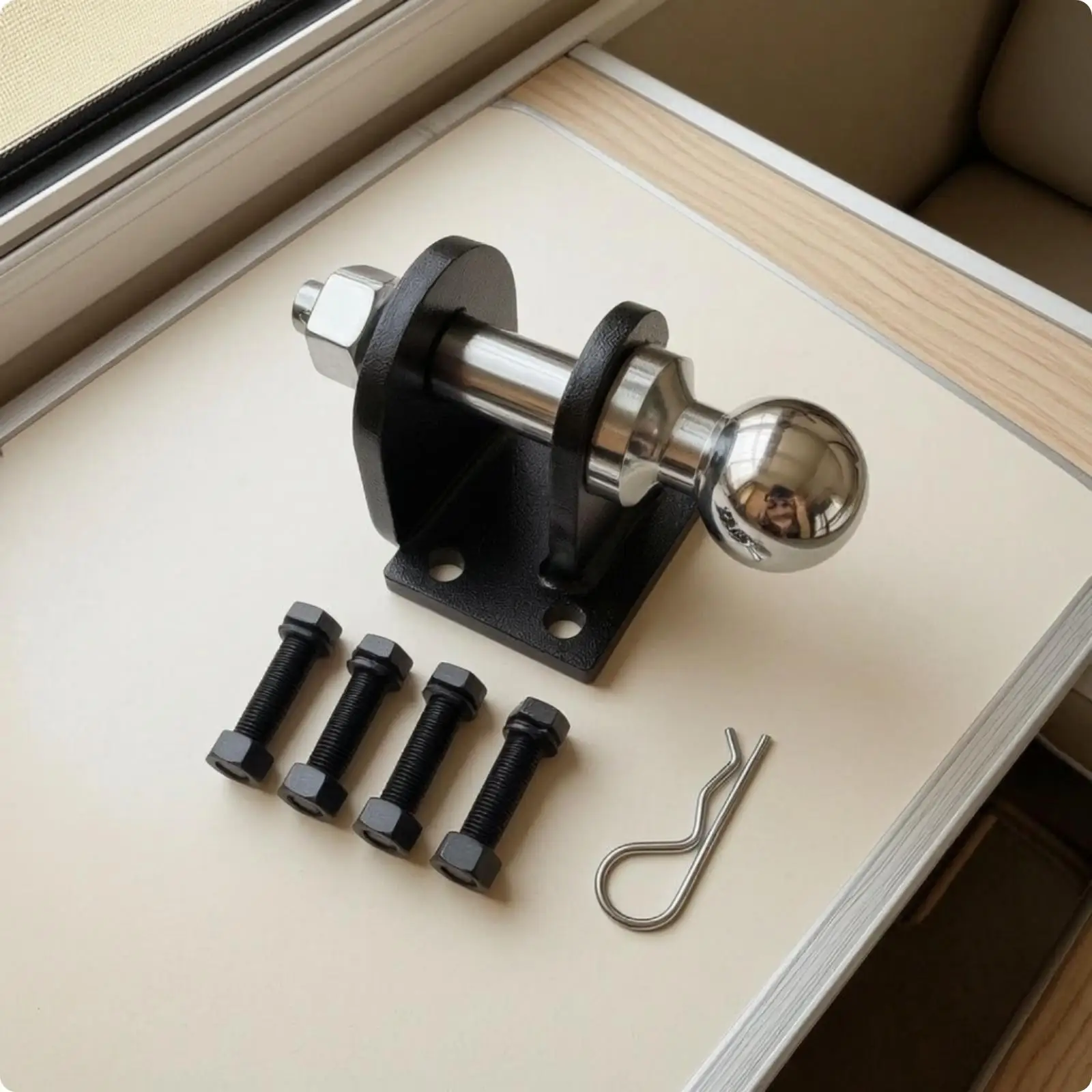 50mm Trailer Hitch Tow Ball Assembly Heavy Duty Black Bracket for Boat Camper Trailer Coupler