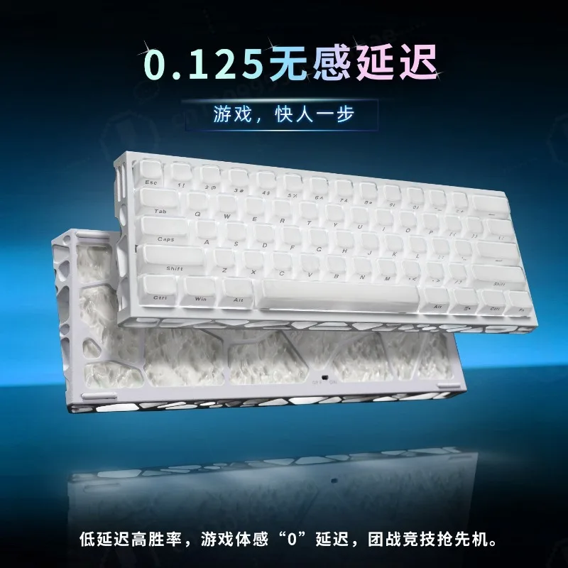 3 Mode Hollow Aluminum Custom Gaming Keyboard Magnetic Switch Translucent Jelly DIY Mechanical Keyboard Kit