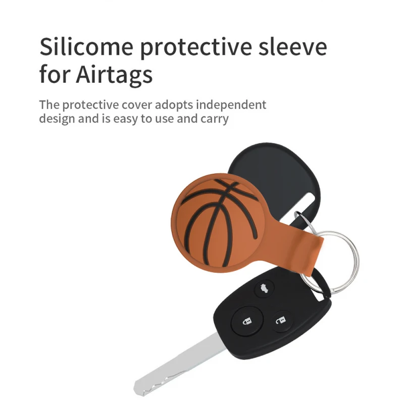 Silicone Case For Airtags Locator Silicone Protective Sleeve Cartoon Storage Dust Sleeve Basketball Cute For Air Tag Key Ring