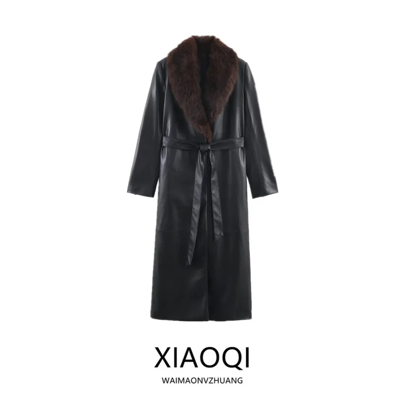 

Versatile Artificial Fur Effect Coat Outerwear 2025 Winter New Arrival Women's Faion Straight Cut Long Sve Suit Collar