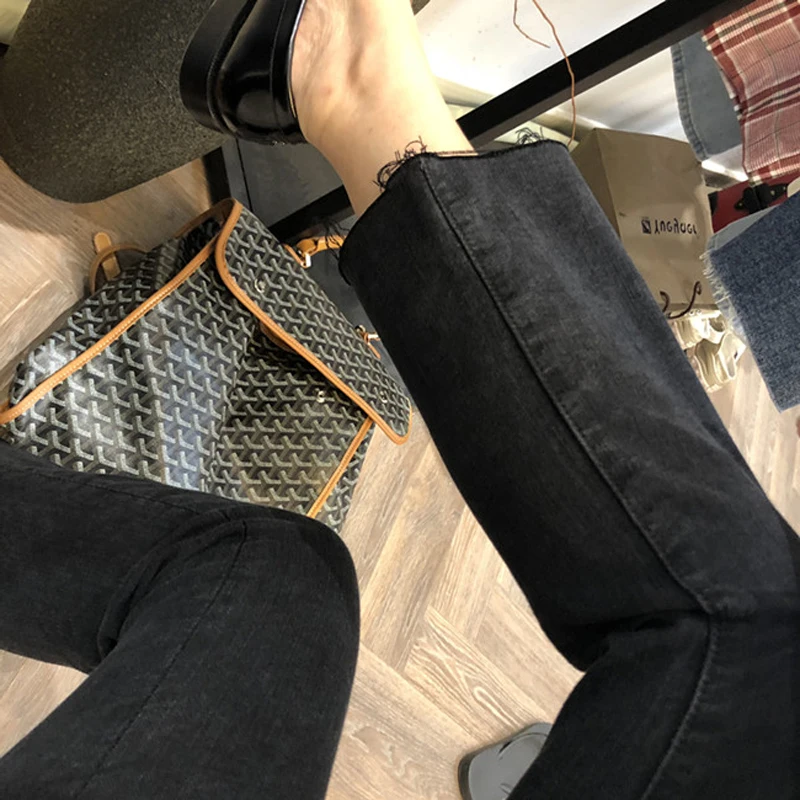 Calças Jeans de Maternidade Primavera Outono Cintura Alta Perna Reta Estilo Smoking Pipe Tamanho Grande Casual para Gestantes