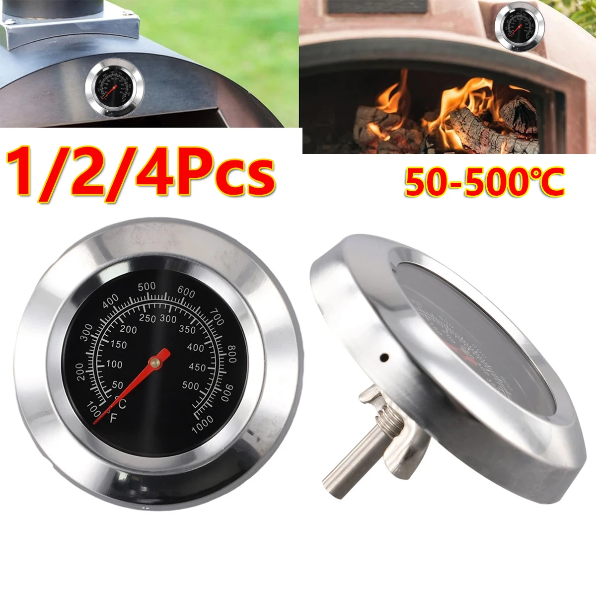 

1/2/4Pc Stainless Steel BBQ Thermometer Smoker Grill Barbecue Temperature Gauge Built In Gas Grill BBQ Lid 50-500℃ Kitchen Tool