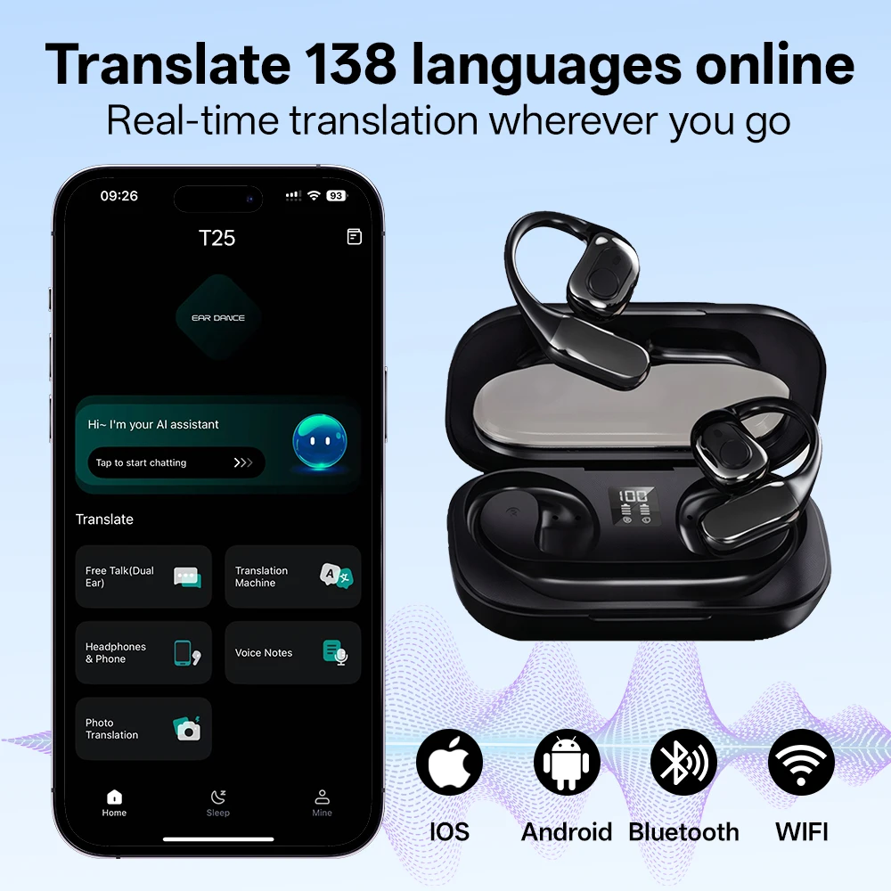 سماعات أذن مترجم MSAI T23 AI 138 لغة ترجمة متعددة اللغات APP بلوتوث الكمون المنخفض الترجمة في الوقت الحقيقي دون اتصال بالإنترنت #3