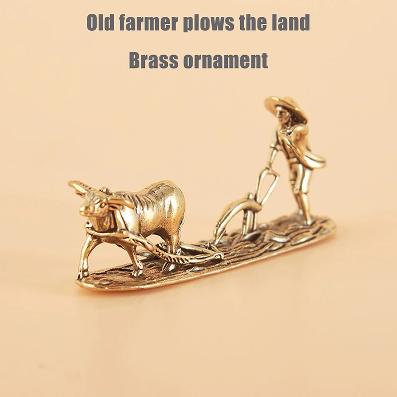 Beautiful Antique Tea Pet Brass Carving - Old Farmer & Cow Concept - Aesthetic Home Decorative Item