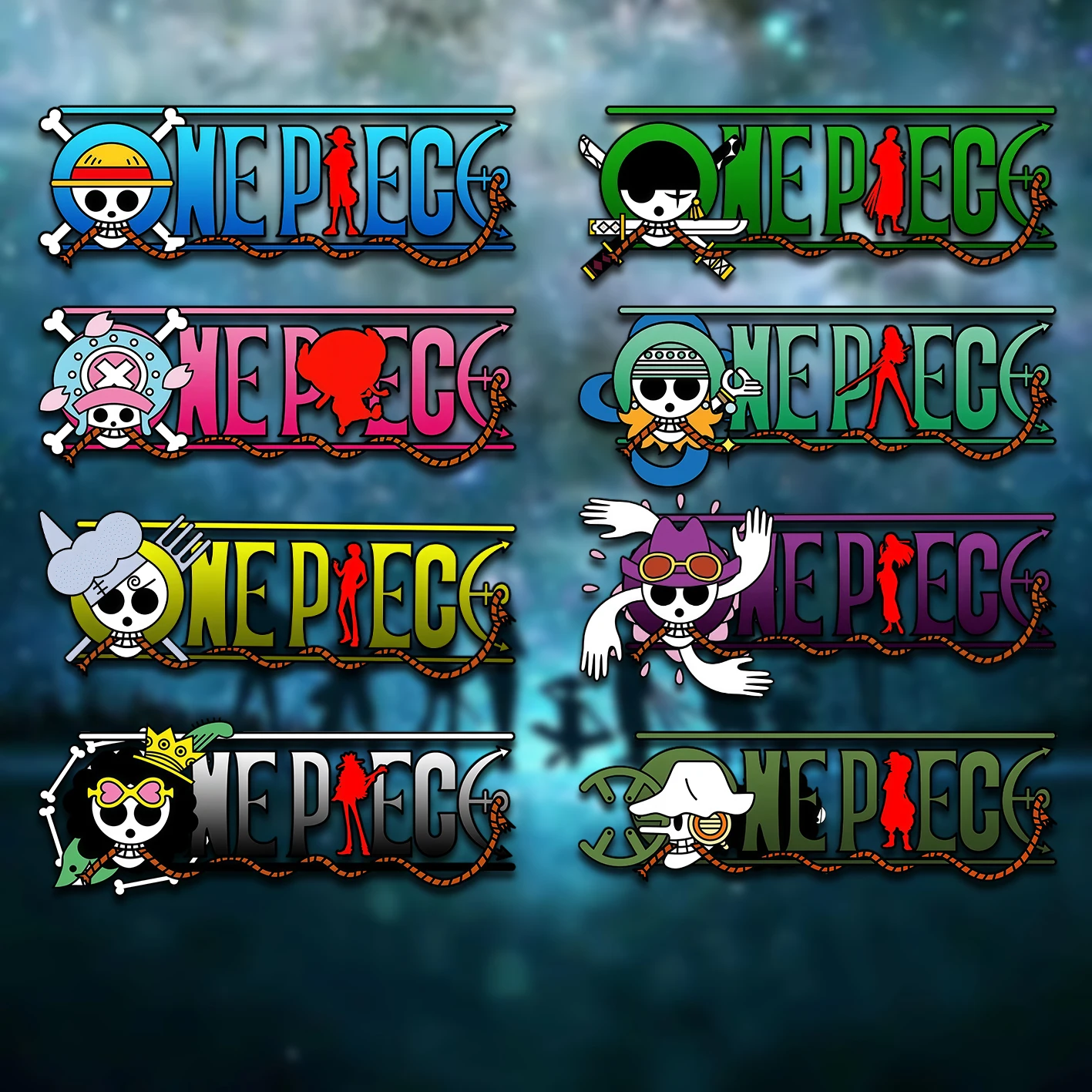 Adesivos para Carro com Logo One Piece Luffy Ace Zoro, Decalques de Transferência UV para Janela, Porta-malas, Motocicletas, Capacete, iPhone, Laptop