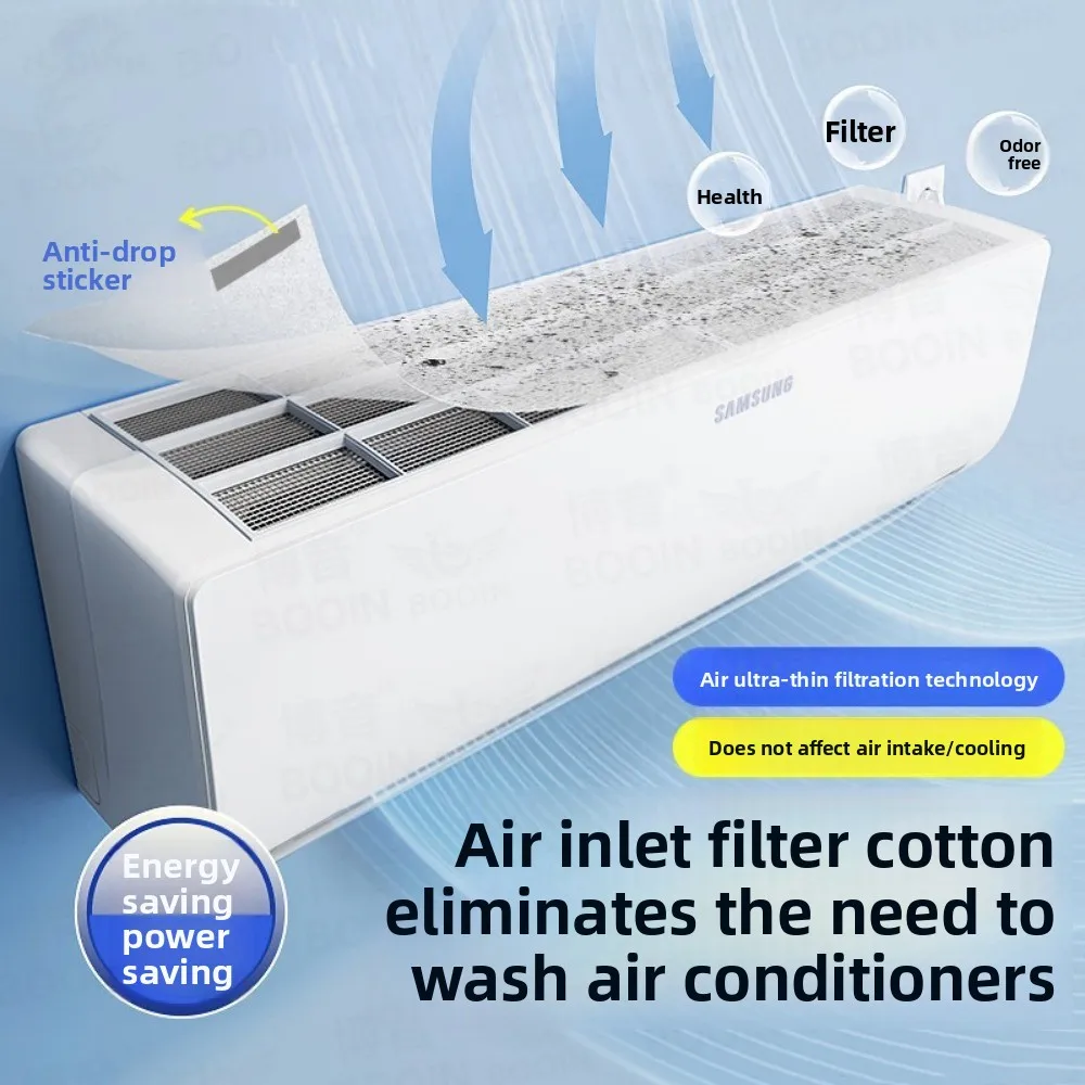 5-10Pcs Disposable AC Filter Pads, Rectangle Anti-Dust No-Clean Air Conditioning Inlet Filter Sheets