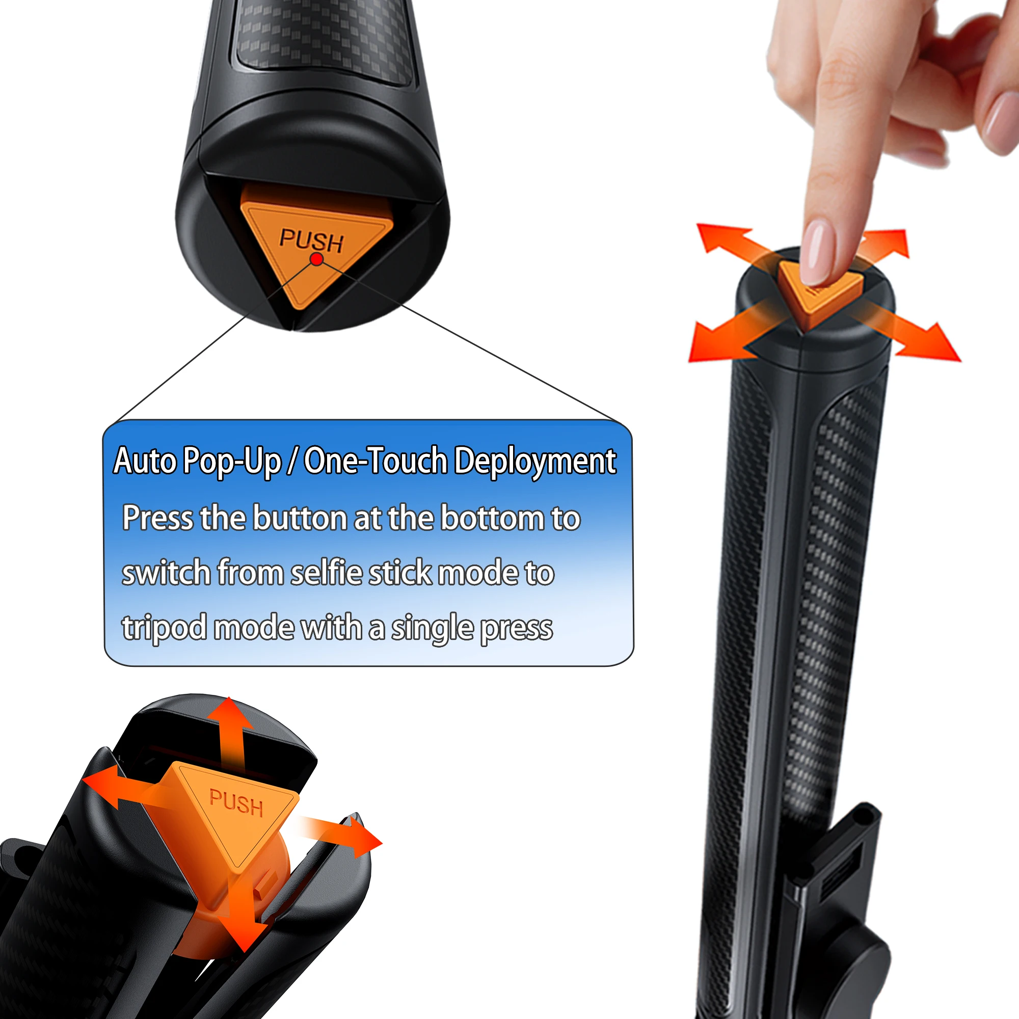 170cm Selfie Stick Tripod with One-Touch Base, Perfect for Travel, Vlogging, Live Streaming & Group Photos