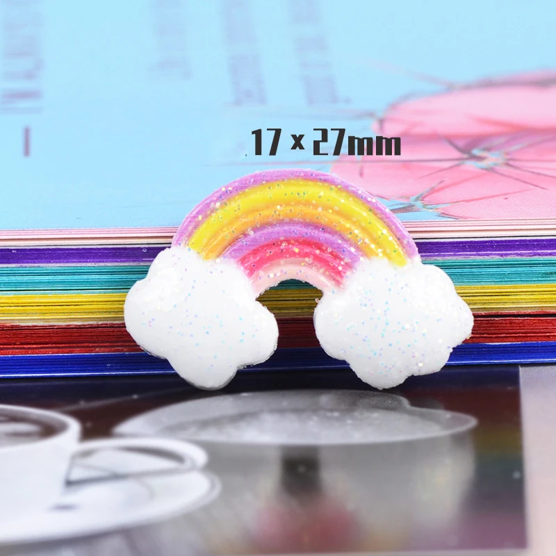 10pcs Glitter Unicorn Rainbow Mixed Resin Diy Accessories Scrapbook Jewelry Cabochon Flatback Phone Case Ornaments Decoration