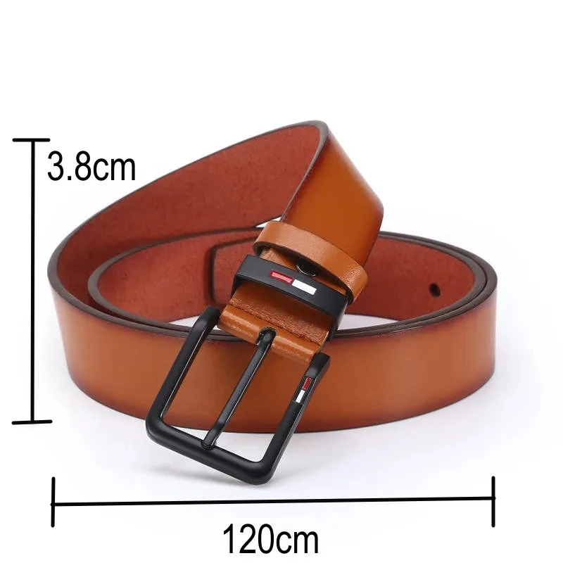 Men\'s PU Leather Alloy Pin Square Buckle Belt BusinessLeisure Belts 2023 Fashion Black Coffee Brown WaistBelts for Men