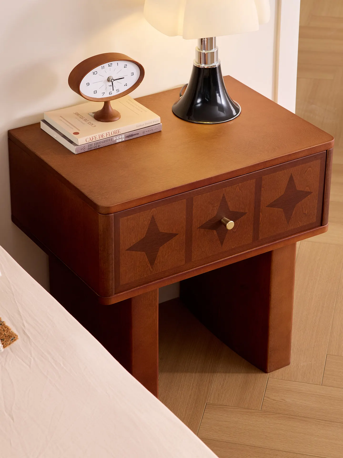 Solid wood bedside  household bedroom  small edgelow  antique small cabinet state subsidy
