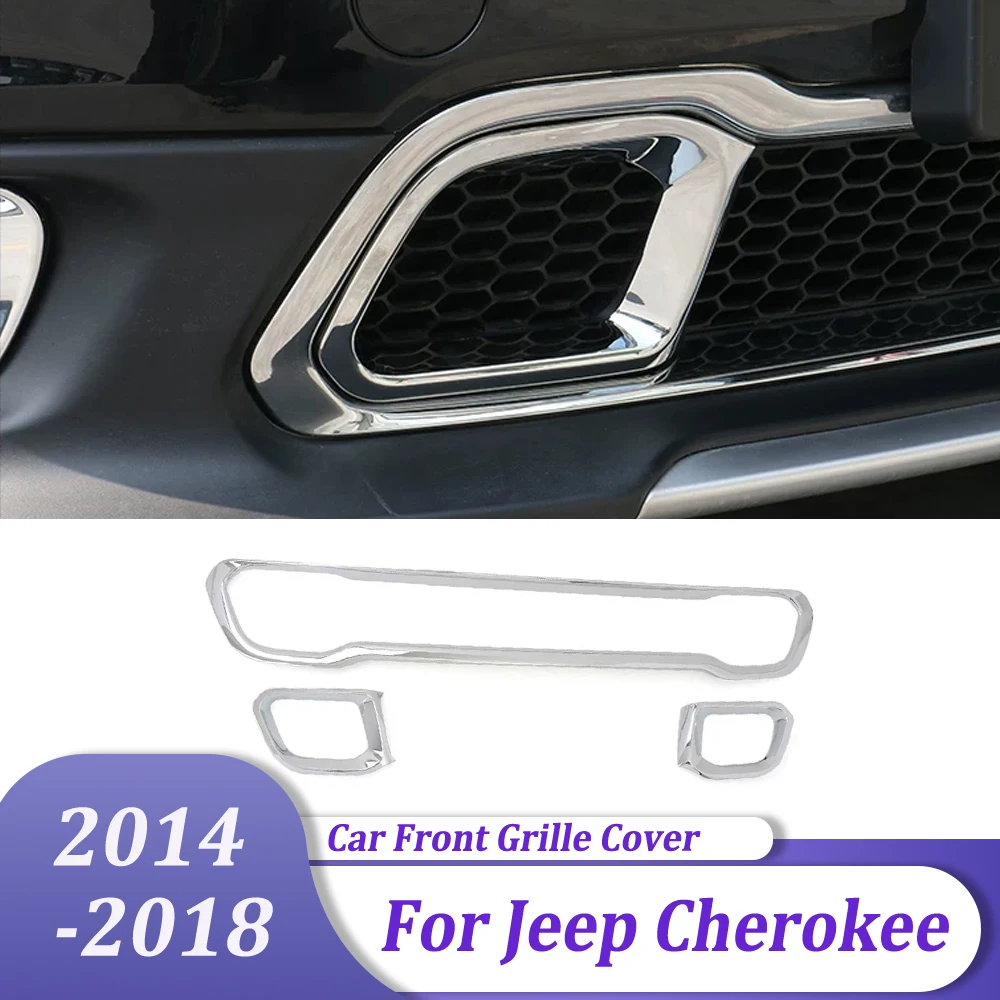 ABS Chrome Front Bumper Grille Cover Racing Grill Trim Car Exterior Accessories For Jeep Cherokee 2014 2015 2016 2017 2018