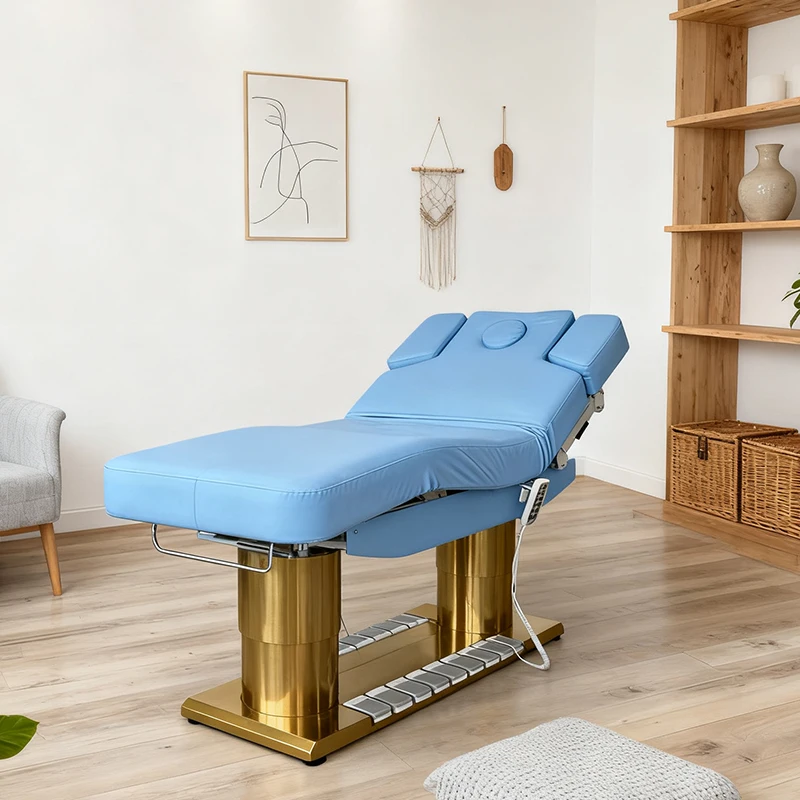 Luxury Modern Electric Stainless Steel Beauty Facial Bed for Salon Comfortable Pedicure Manicure Care Machine Model 2025
