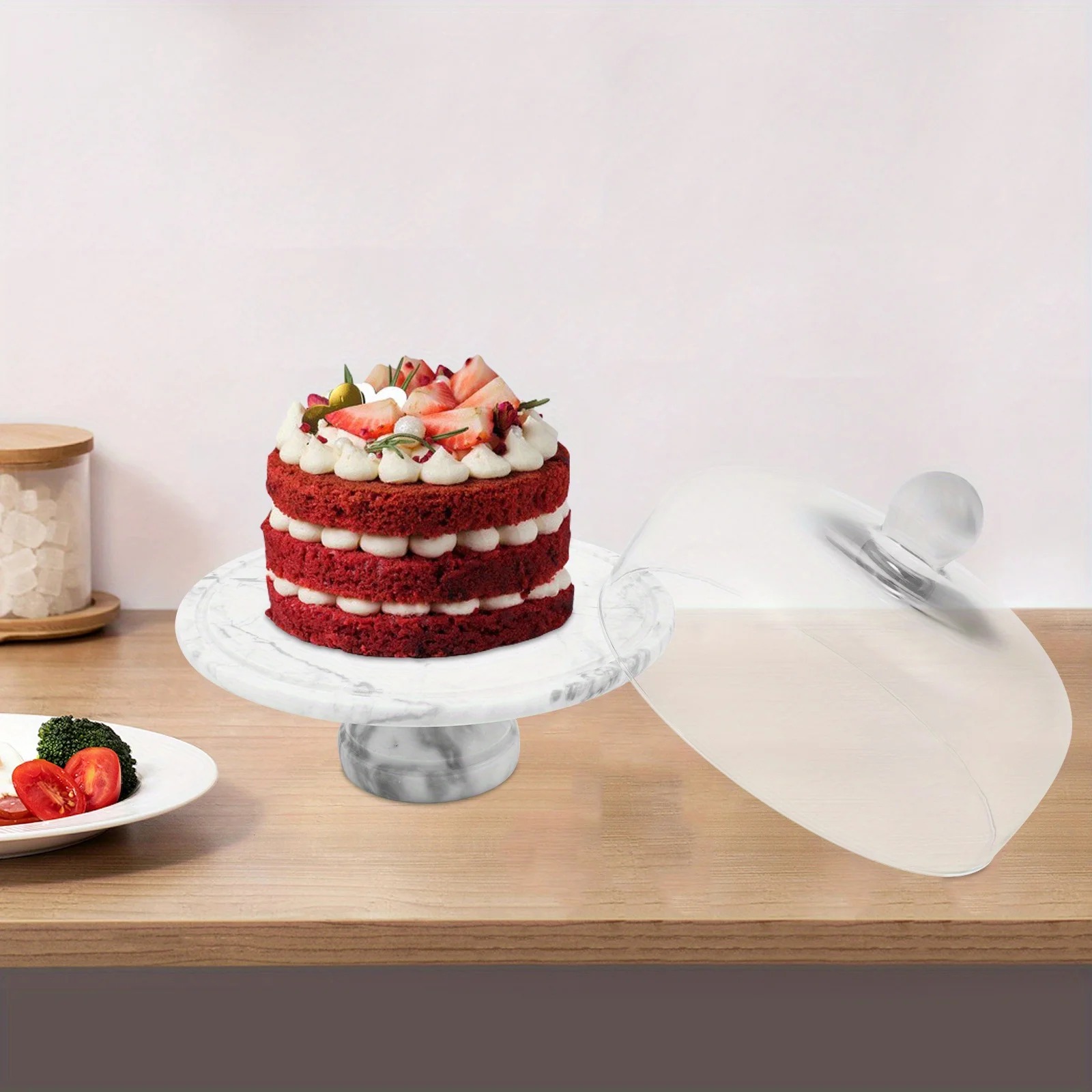 

Nordic Style Luxury Cake Stand | 11.8" Marble Base & Glass Dome | Holds 44 lbs | Elegant Party & Home Decor Display