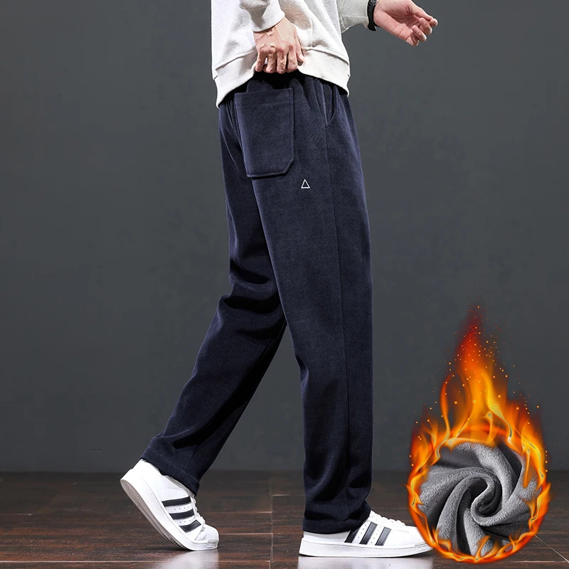 2026 Lässige Herrenhose aus Cord mit Fleece-Futter, Thermo-Modehose, dicke Samthose, gerade geschnittene, weite Jogginghose, 5XL – Detail 6