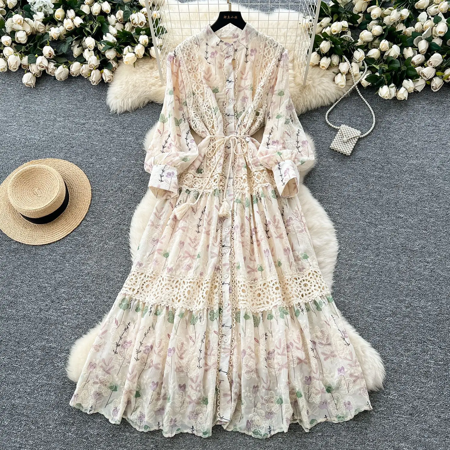Lange jurk damesjurken print bloemen een lijn vestidos streetwear y2k slim fit elegant y2k temperament hoge taille feestavond