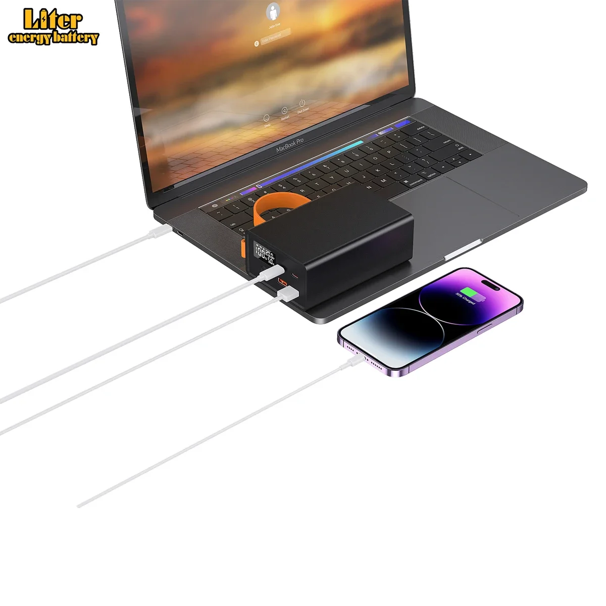 Pd100wラップトップ電源,40000mAh,小型エネルギーストレージ,ハンギングロープ,キャンプ用ライト,屋外