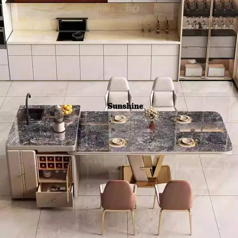 Slate split island dining table household small apartment multi-function, kitchen