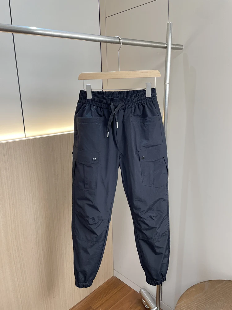 

Men's Winter Outdoor Windproof Waterproof down Trousers Faionable Youth Casual Long Pants Pure Color Workwear Jaet