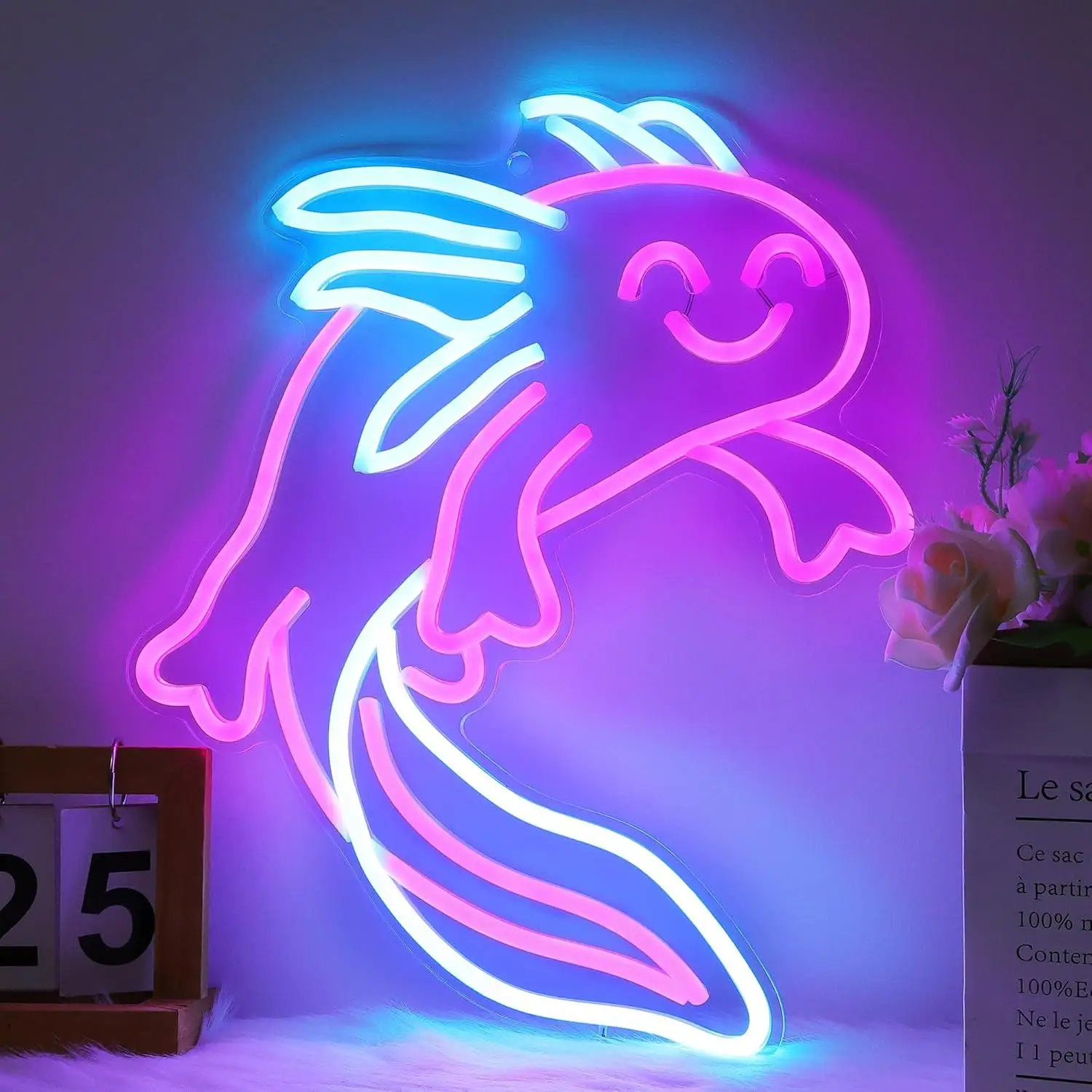 Letrero Luminoso de Amonita Axolotl, Luces LED de Neón con Forma de Animal para Dormitorio, Habitación Infantil, Decoración de Fiesta de Cumpleaños, Regalo Especial para Niños