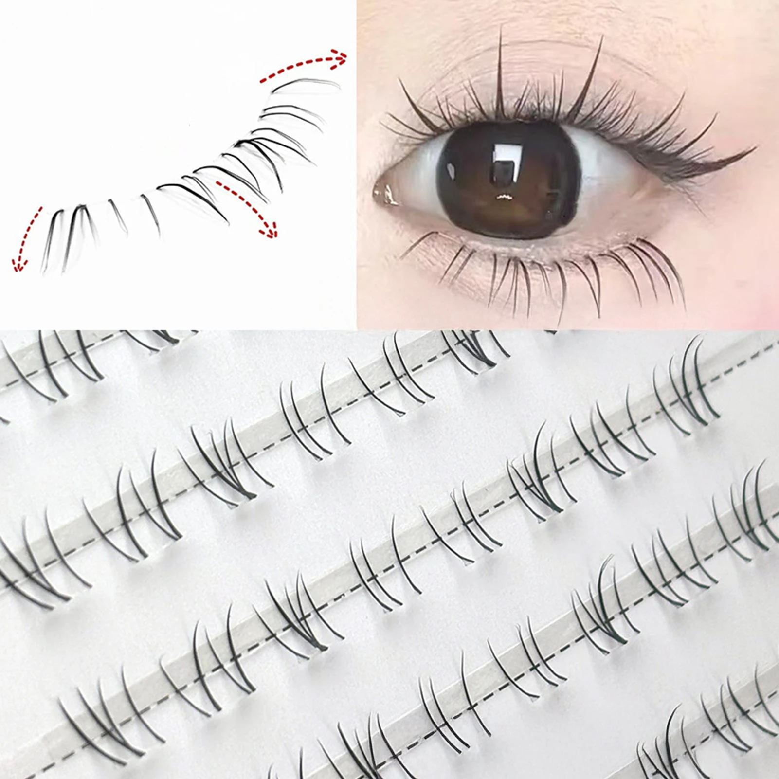 Selbstklebende untere Wimpern, Fee, gefälschte Wimpern, segmentiert, natürlich, unter den Wimpern, Manga-Unterwimpern, Make-up, Wimpern, DIY-Werkzeug