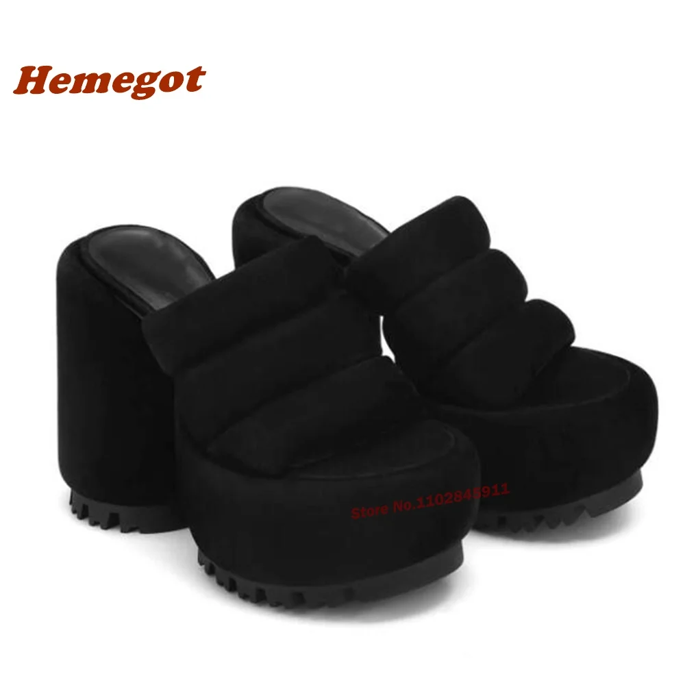 2024 Platform Chunky Heels Slippers Round Toe Tire Bottom Slip On Women\'s Slippers Newest Purple Black Summer Shoes Luxury Sexy