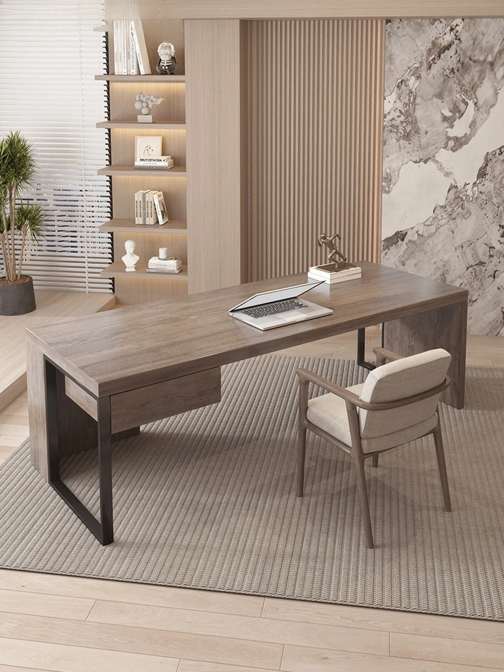 

Французский стол из цельного дерева с выдвижными ящиками. Домашний кабинет. Большой настольный стол. Настольный компьютерный стол Boss. Офисный письменный стол для киберспорта.