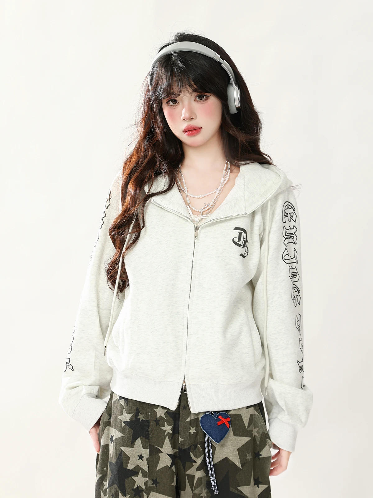 

Женская толстовка ENJOG American Sle Hot Girl с принтом, новая модель для ранней осени, свободная повседневная куртка на молнии, худи с длинными рукавами