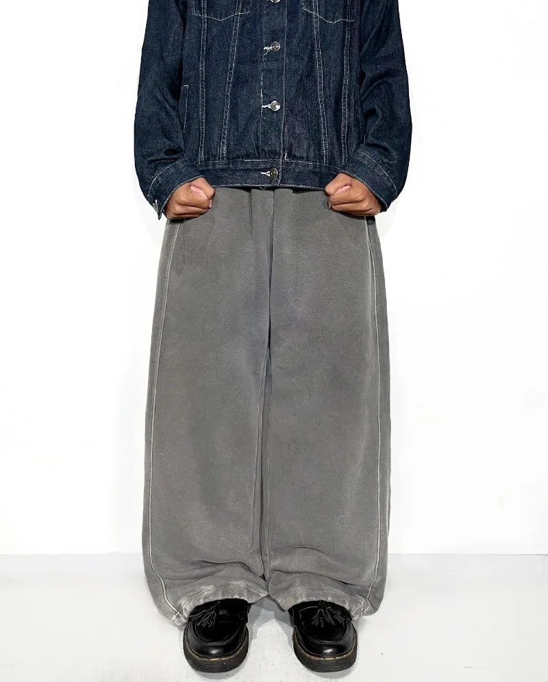 

Retro Harajuku Solid Color Oversized Sweatpants Men Y2K New Hip Hop High Street Rock Vintage Loose Straight Wide Leg Pants Women