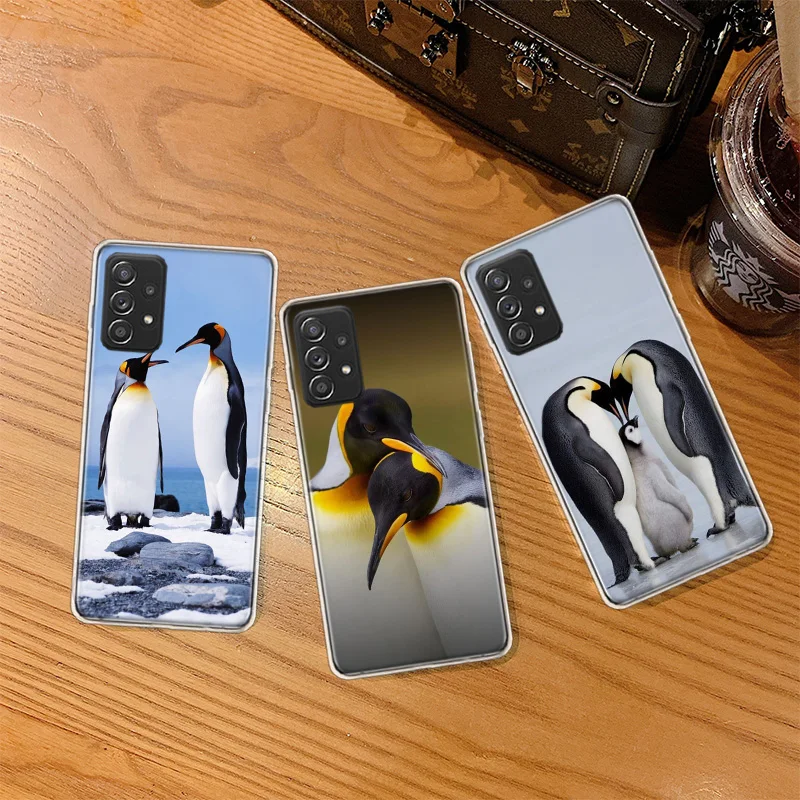 Penguins Love at the North Pole Phone Case For Galaxy A02S A03S A12 A22 A32 A42 A52 A52S A72 Samsung A73 A53 A33 A23 A13 A9 A8 A