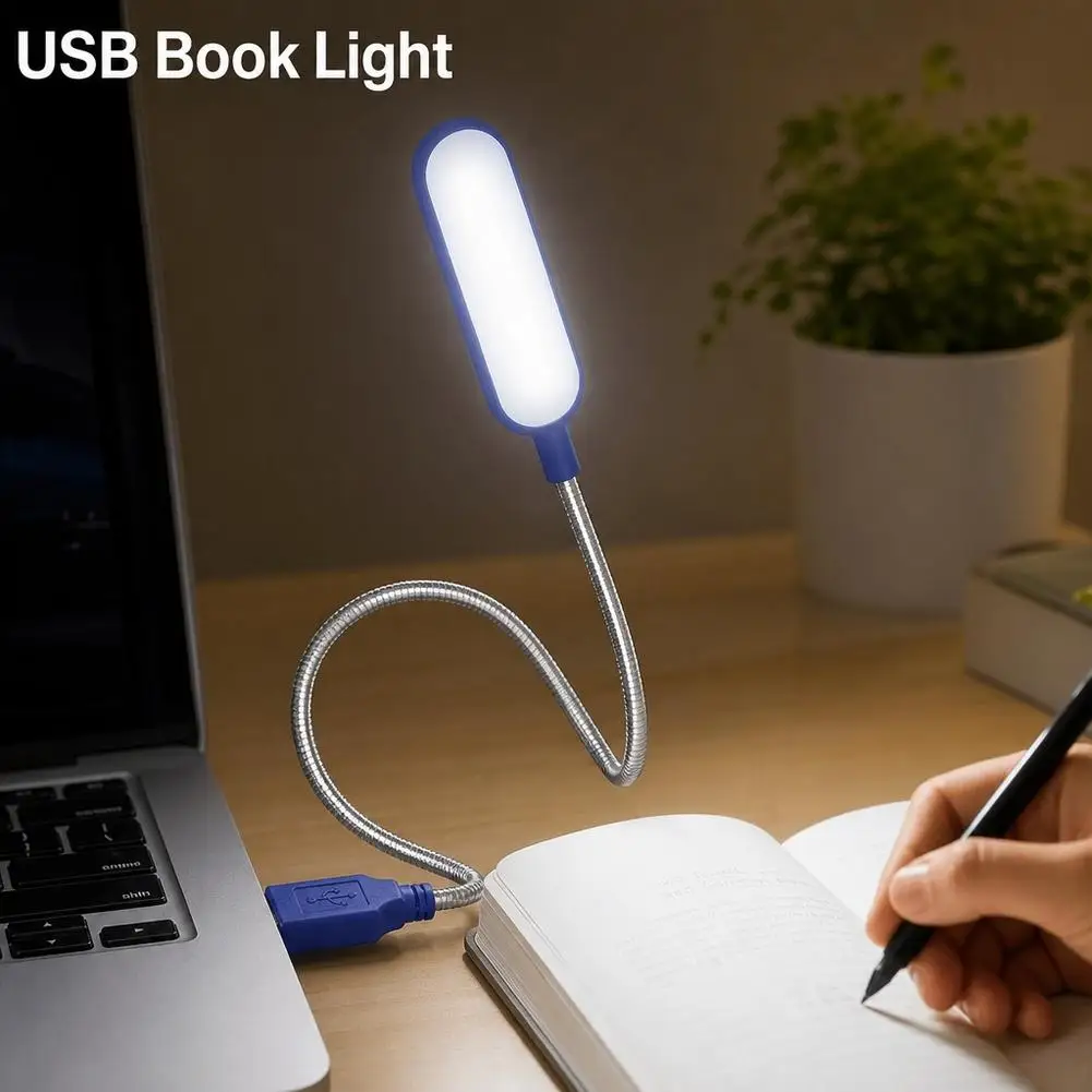 Portable USB Mini Night Light Flexible Metal Desk Lamp Warm White LED Eye Protection Reading Light For Travel Bedroom Office