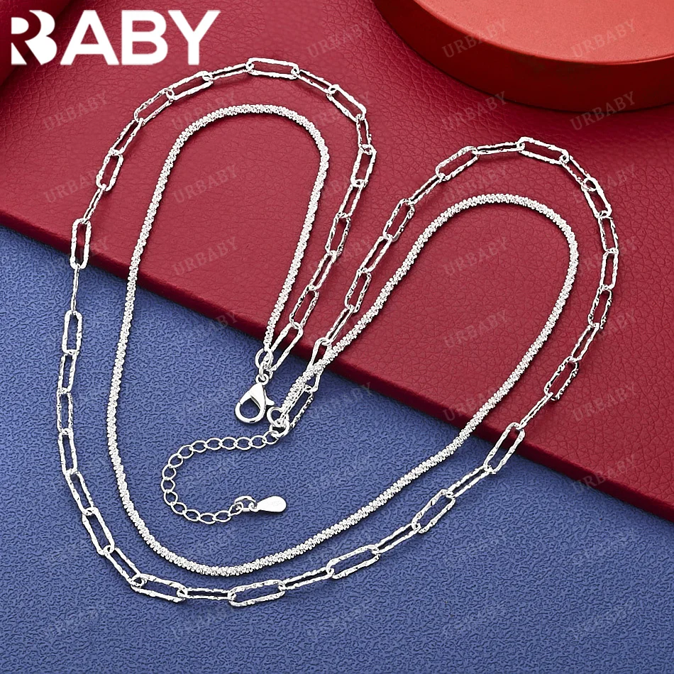 

URBABY 925 Sterling Silver 50cm Double Chain Necklace For Men Charm Trend Birthday Gifts Fashion Party