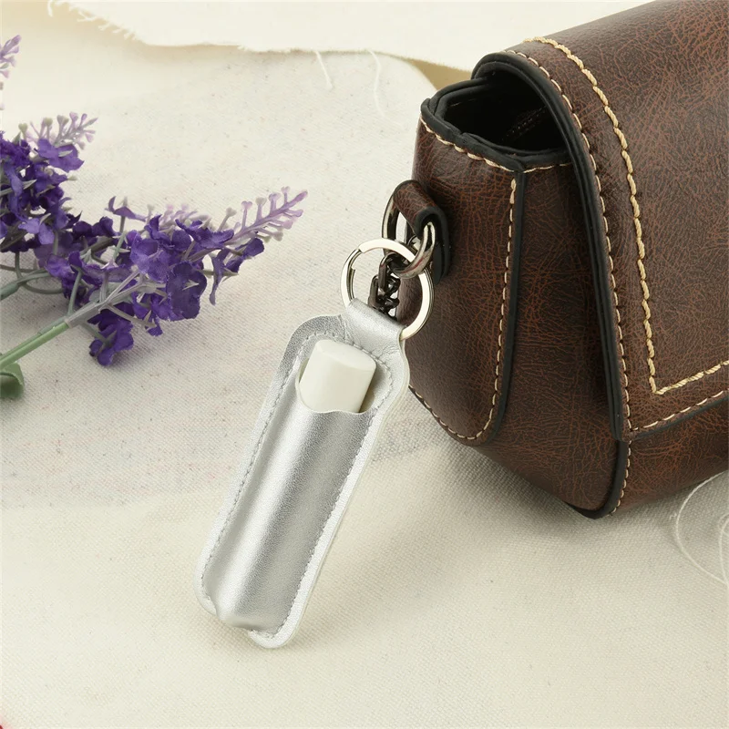 Lipstick Bag Pouch PU Keychain Lipstick Storage Bag Portable Lip Gloss Protective Storage Sleeve Fashion Simple